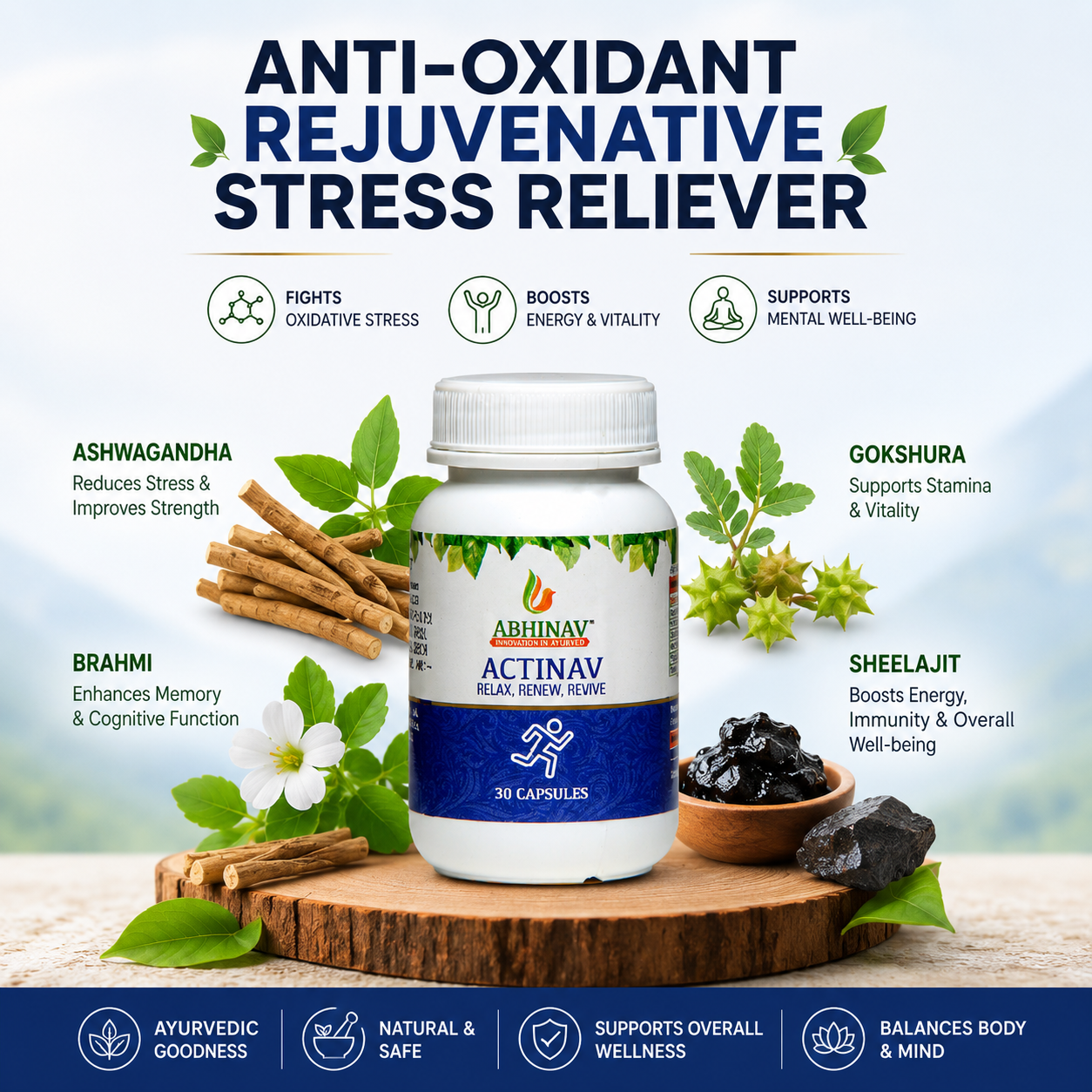 Actinav - ANTI-OXIDANT – REJUVENATIVE – STRESS RELIEVER -  60 Tabs