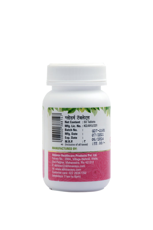 Gloderm – Blood Purifier Tablets for Glowing Skin – Bottle of 60 Tabs