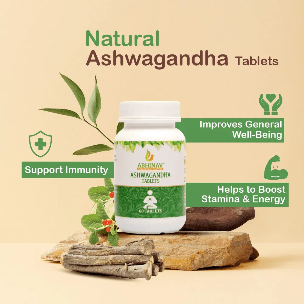 Ayurvedic Medicine for Stress and Anxiety – Ashwagandha Tablets (60 Tabs)